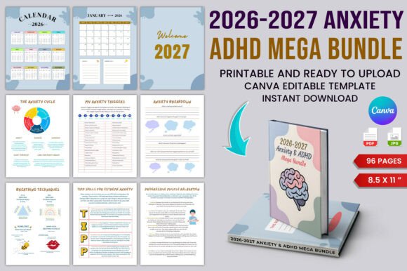 2026–2027 Anxiety ADHD Mega Bundle: A Planner Built for Calm and Focus