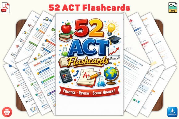52 ACT Flashcards: A Practical Review Resource for Focused Exam Preparation