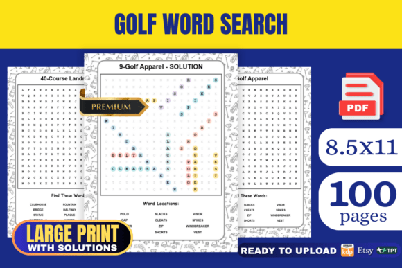Golf Word Search Book KDP Interior – Your Gateway to a Relaxing Puzzle Experience