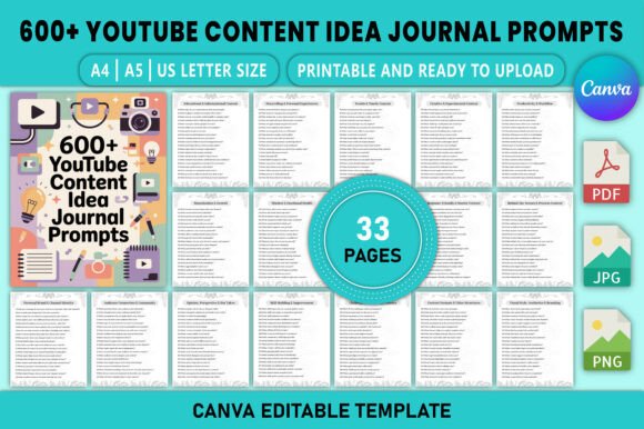 Unlock Your Channel’s Potential with the 600 YouTube Content Idea Journal Prompt